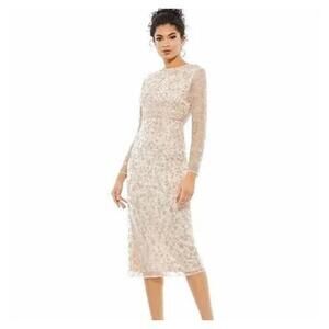 Mac Duggal 10812 Beaded Tea Length Dress